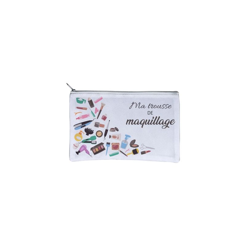 deux Trousse - Tissu oxford - 100 % Polyester - Blanc - Format 13 x 22 cm