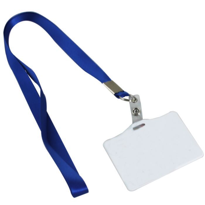 quatre badges en polymère blanc sublimable avec tour de cou (en 3 coloris)