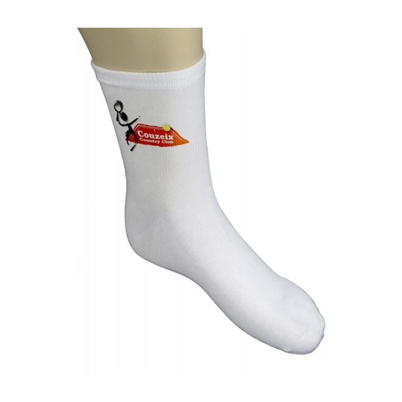 12 Chaussettes Blanches - Pied Coton / Jambe Polyester - 30 g/m²