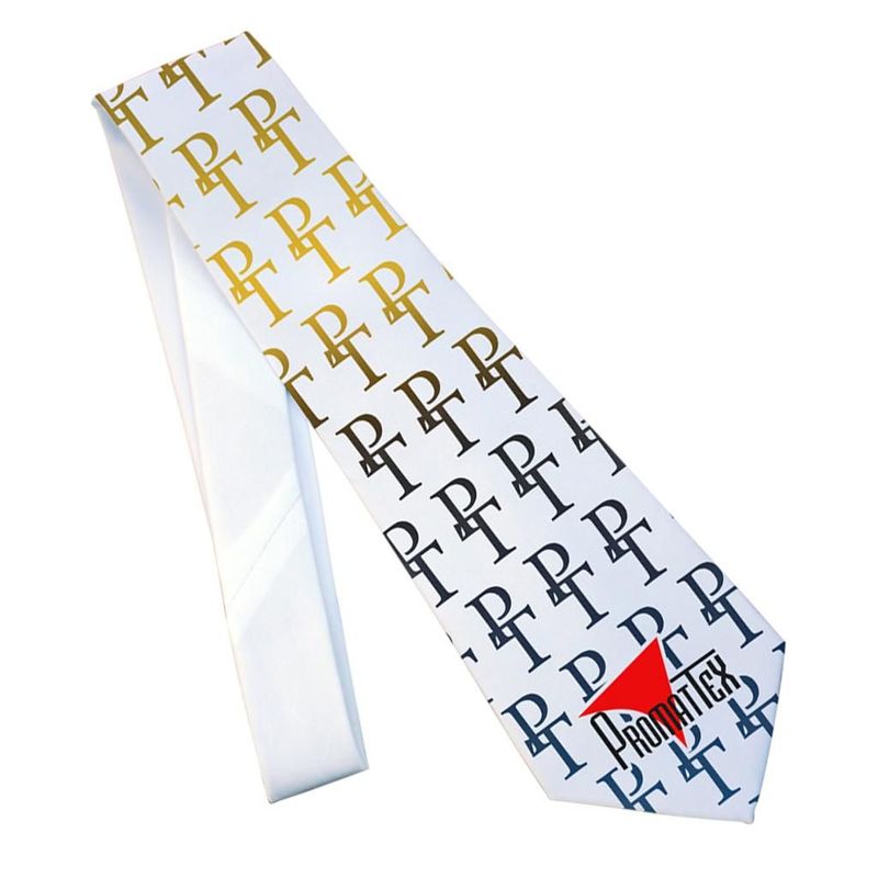 deux Cravate - 100 % Polyester - Format 146 x 9.5 cm - Blanc Mat