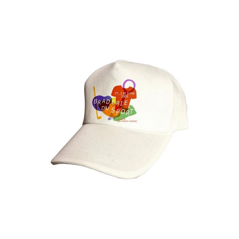 deux   Casquette Blanche - 65 % Polyester 35 % Coton - Fermeture scratch