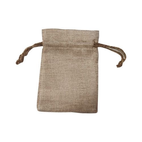 Lot de 8  sacs à cadeaux en tissu imitation chanvre - Beige - 12 x 17 cm