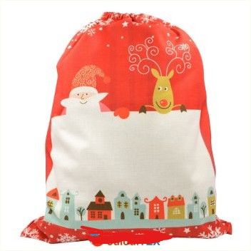 cinq   Grand sac de nöel rouge en toile de chanvre 50*66cm