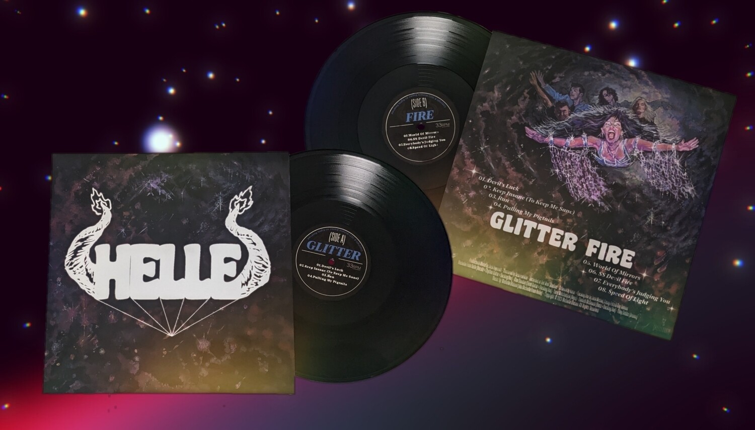 12" VINYL - HELLE'S GLITTER FIRE