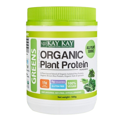 KAY KAY Organic Plant Protein Greens Powder 500g  [ Pea Protein | Brown Rice | Kale | Spinach ]