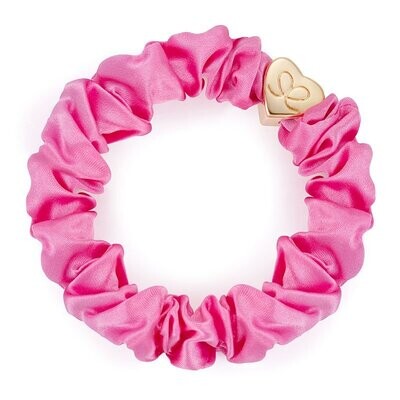 Scrunchie - Gold Heart Bubblegum Pink