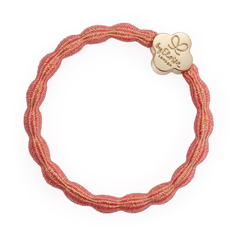 Metallic - Gold Quatrefoil Coral Pink