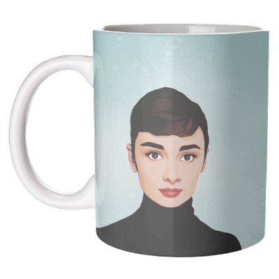 "Classic Female Stars of the Screen: Audrey" by Giddy Kipper - Mug