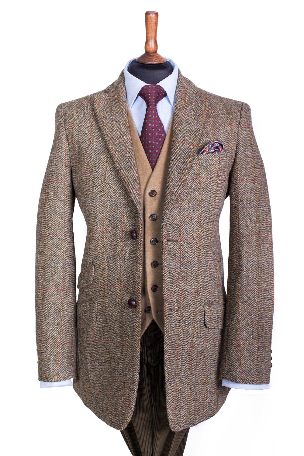 Gurteen Harris Tweed Jacket, Lovat With Gold/Red Herringbone | lupon.gov.ph