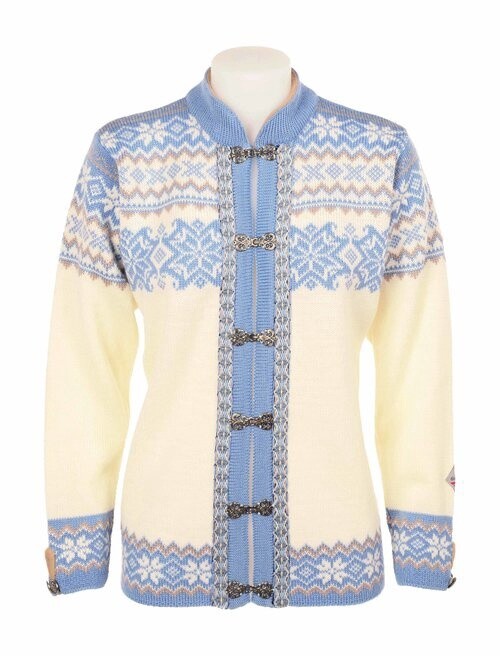 Norlender - Voss Clasp Jacket (640) (Ladies), Colour: Off White/Blue, Size: XS, Style: Full Clasp