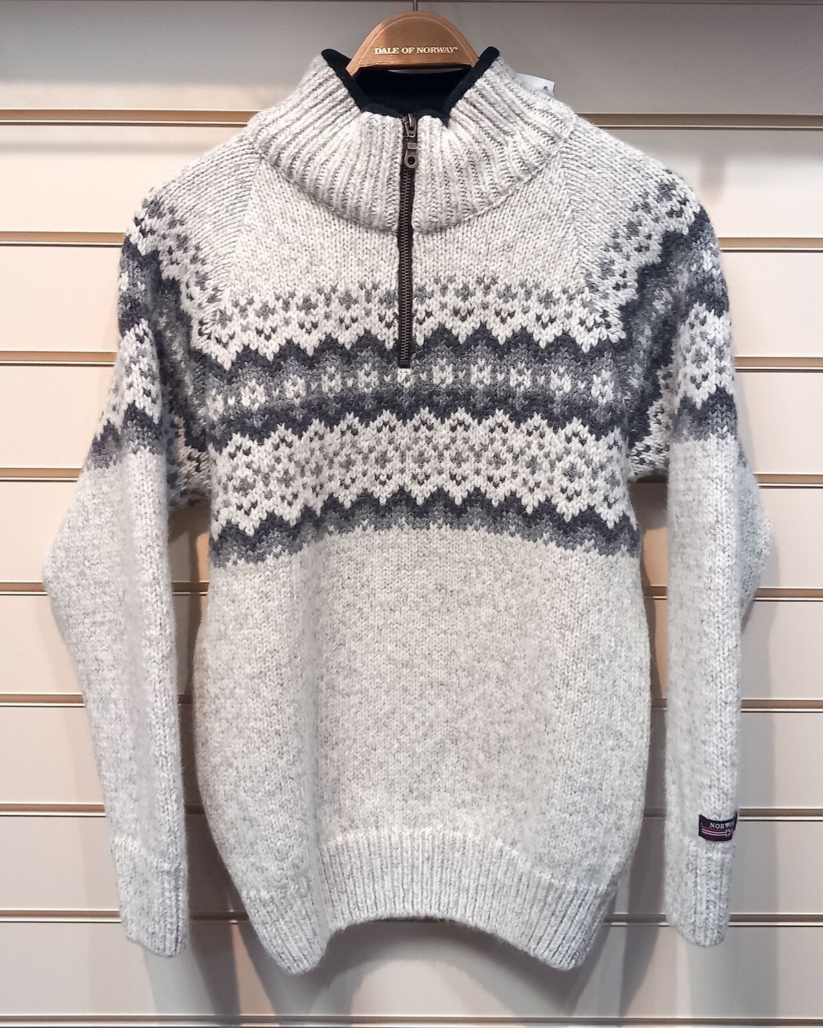 Norwool 180 - Pattern Half Zip (180F), Colour: Light Grey (01/227/205), Size: XXS, Style: Half Zip