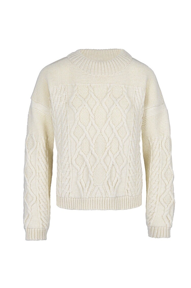 SALE - Norlender - Tora Aran (381) (Ladies), Colour: Off White, Size: XS/S, Style: Crew Neck