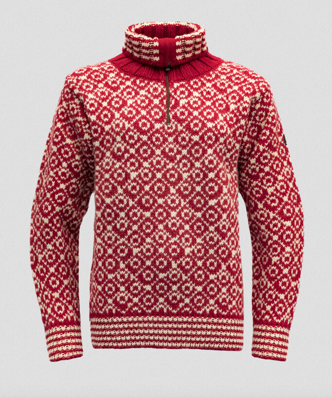 Svalbard Zip Neck, Size: XS, Colour: Hindberry/Off White