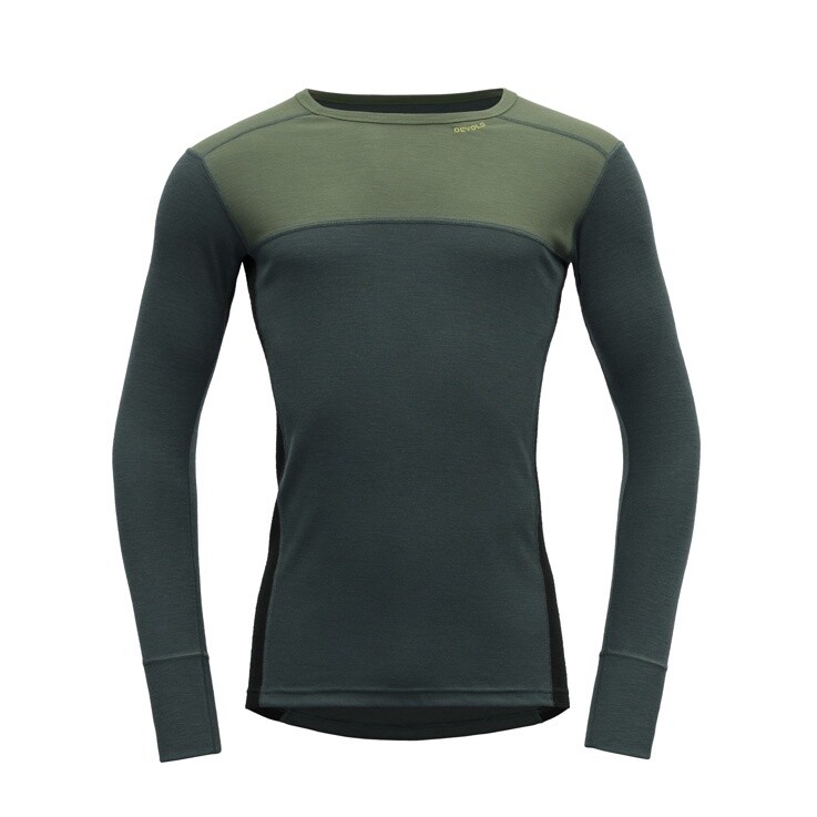 Devold - Lauparen Crew Neck (Mens) - 190 g/m2, Colour: Forest/Woods/Black, Size: S, Style: Base Layer