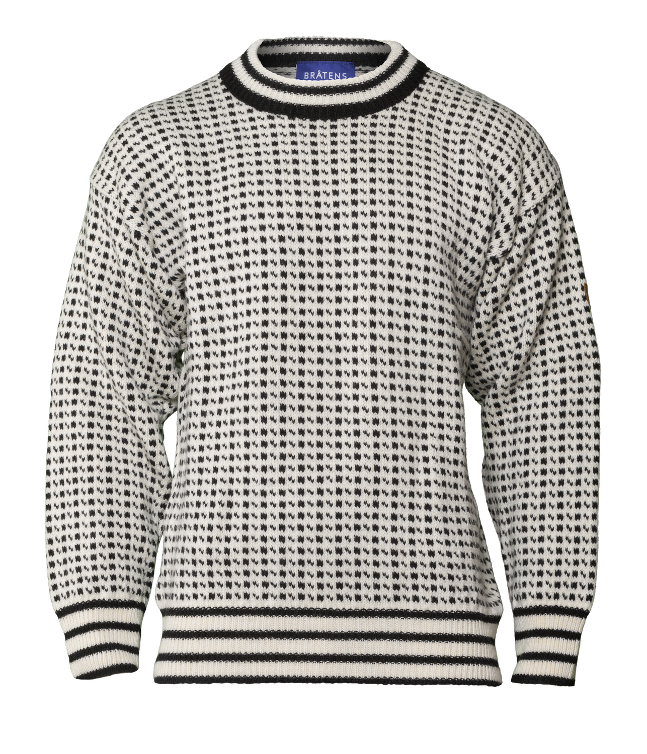 Bråtens - Islender Crew Neck, Colour: Off White/Black, Size: XS, Style: Crew Neck