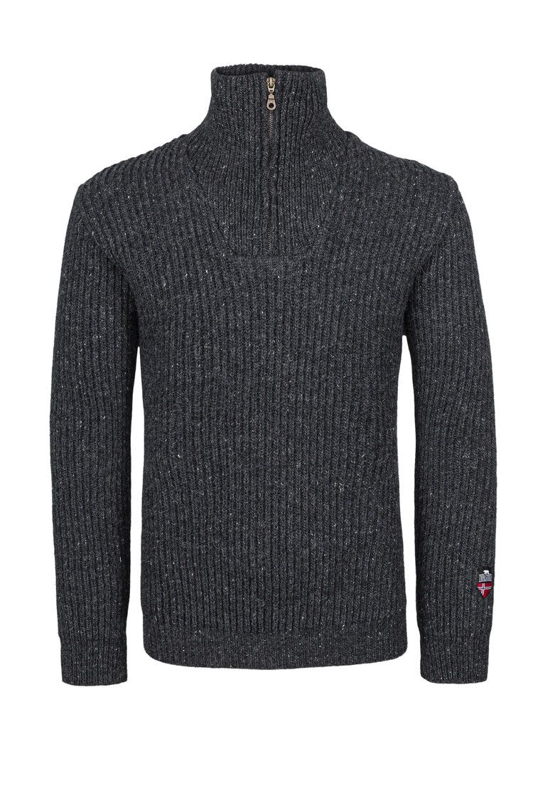 Norlender - Fitjar Rib Knit (382), Colour: Charcoal, Size: S, Style: Half Zip