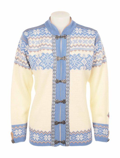 Norlender - Voss Clasp Jacket (640) (Ladies), Colour: Off White/Blue, Size: XS, Style: Full Clasp