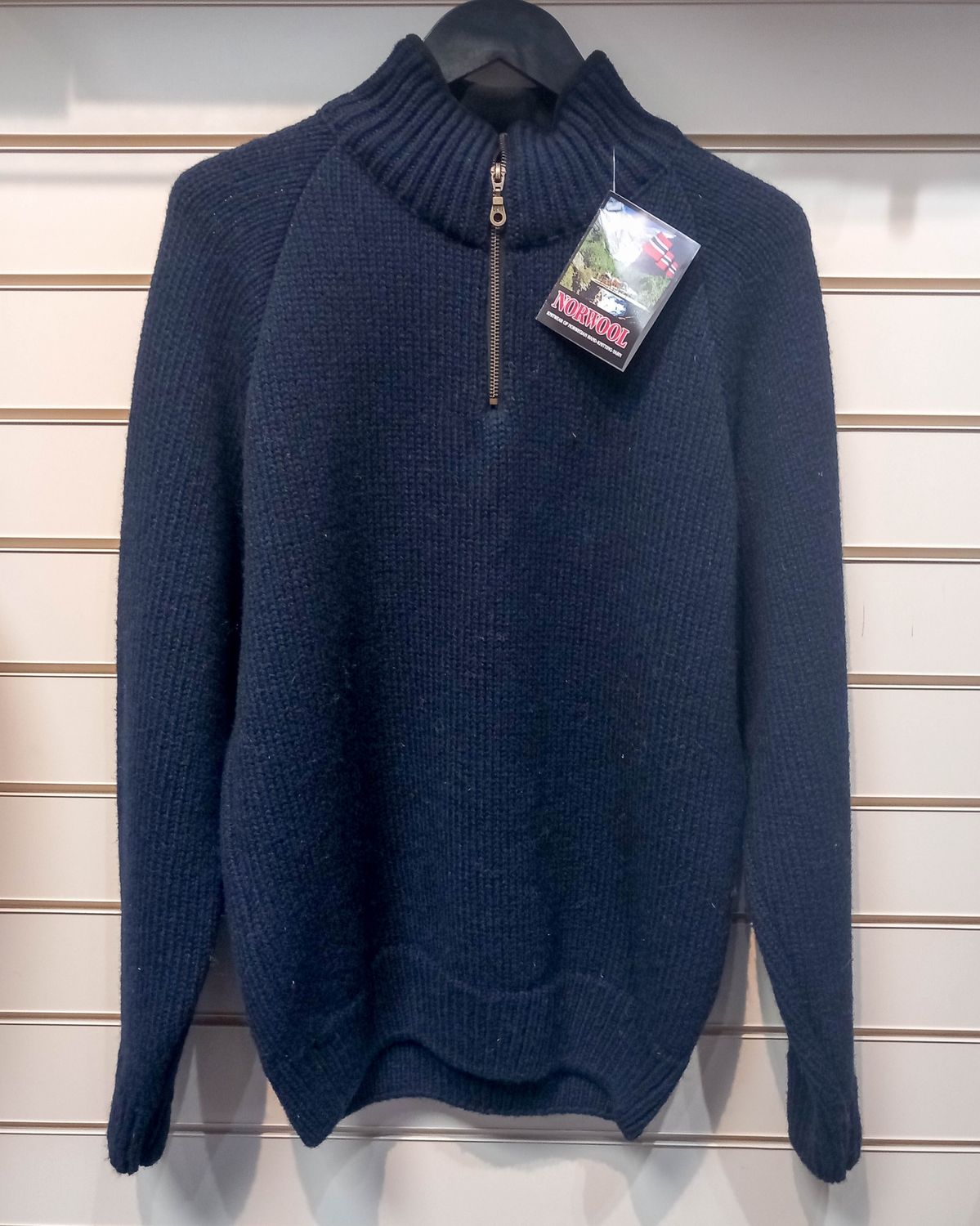 Norwool - Half Zip Worsted Yarn, Colour: Navy (270), Size: XXS, Style: Half Zip