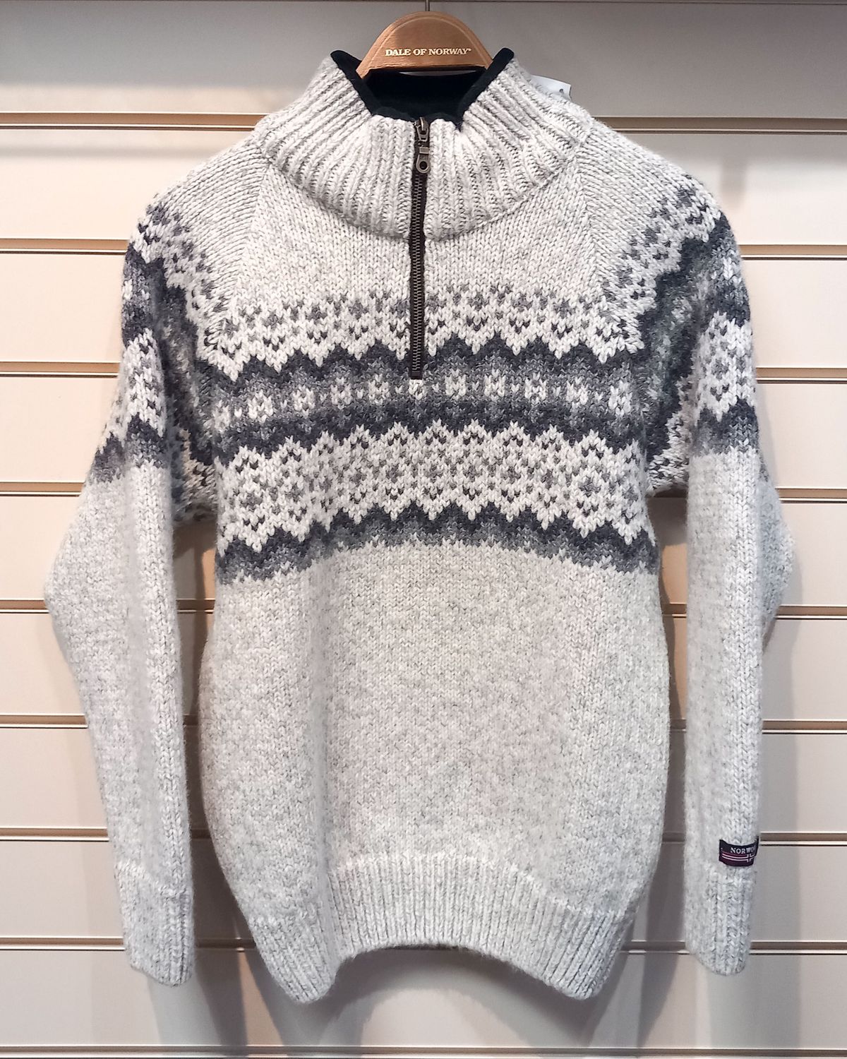 Norwool 180 - Pattern Half Zip (180F), Colour: Light Grey (01/227/205), Size: XXS, Style: Half Zip