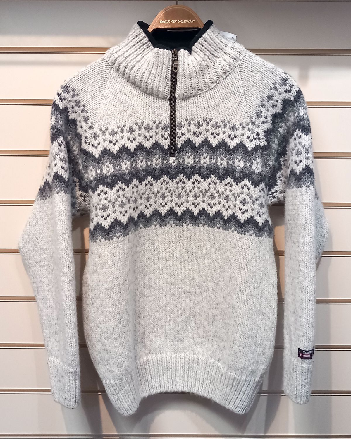 Norwool 180 - Pattern Half Zip (180F), Colour: Light Grey (01/227/205), Size: XXS, Style: Half Zip