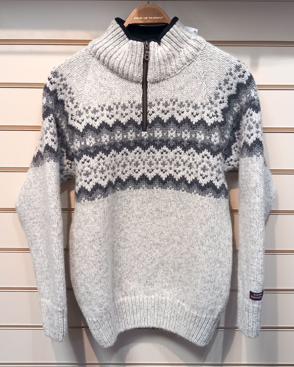 Norwool 180 - Pattern Half Zip (180F), Colour: Light Grey (01/227/205), Size: XXS, Style: Half Zip