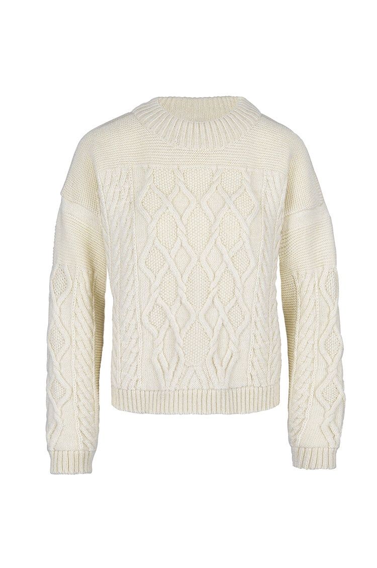 SALE - Norlender - Tora Aran (381) (Ladies), Colour: Off White, Size: XS/S, Style: Crew Neck
