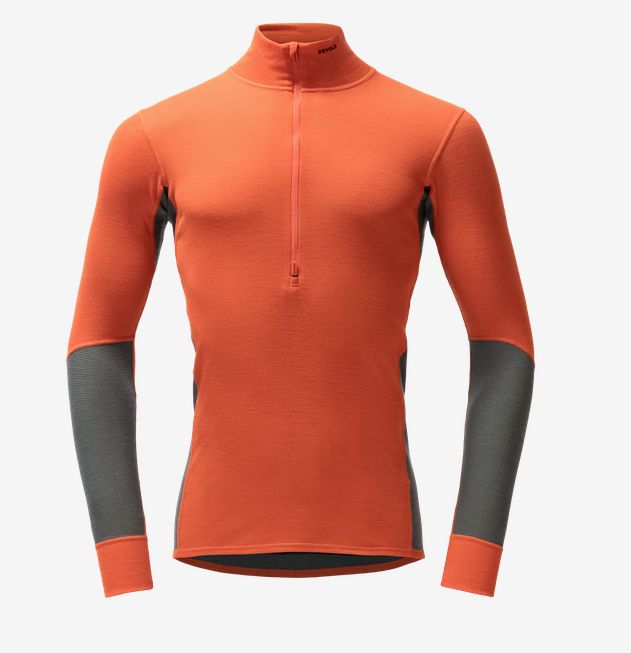 Devold - Wool Mesh Zip (Mens) - 190 g m/2, Colour: Brick/Castlerock, Size: S, Style: Base Layer