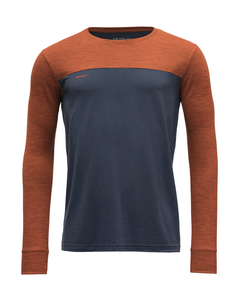 Devold - Norang Crew Neck (Mens) - 150g/m2, Colour: Brick/Night, Size: S, Style: Base Layer