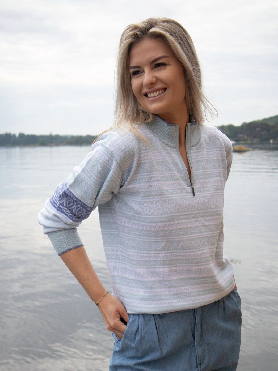 SALE - Valle Half Zip (Ladies), Colour: Powder Blue, Size: XS, Style: Half Zip