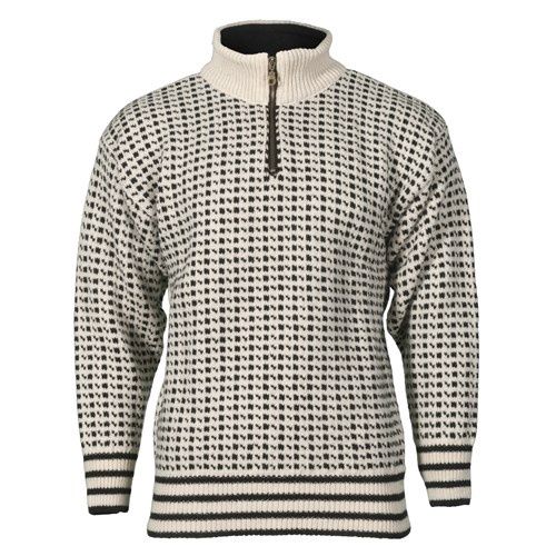 Bråtens - Islender Zip Neck, Colour: Off White/Black, Size: XS, Style: Half Zip