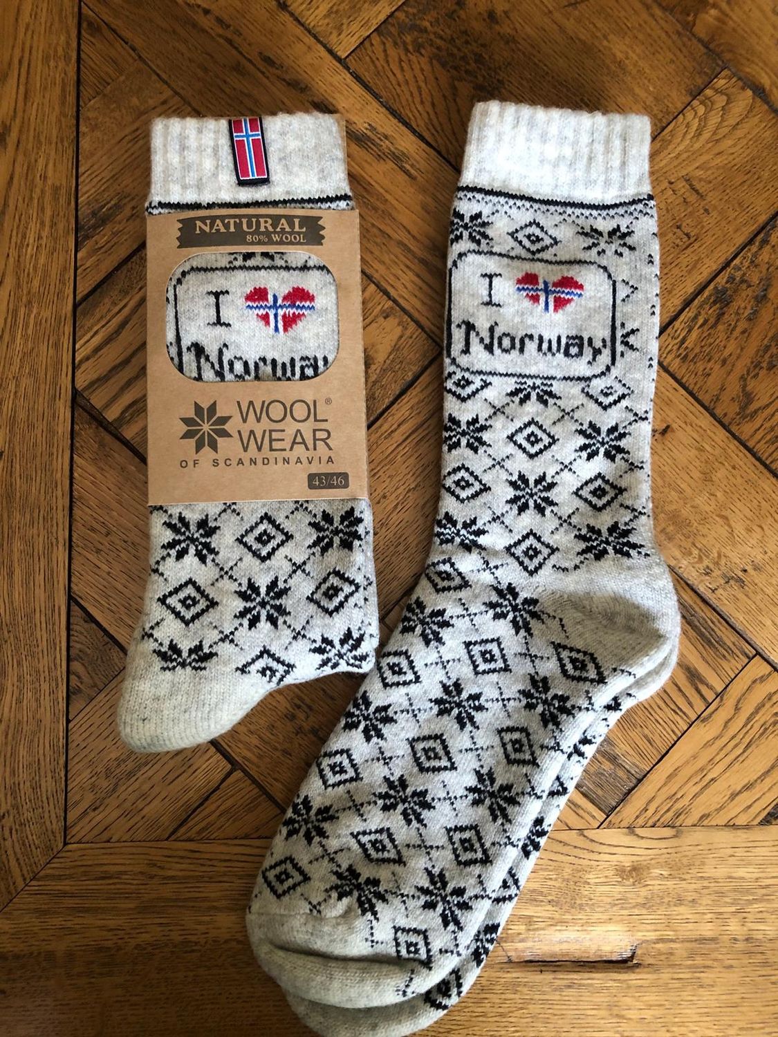 Wool Wear 'I Love Norway' Sock (111), Colour: Off White, Size: 35-38, Style: Sock