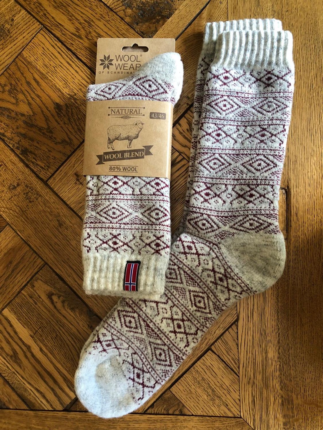 Wool Wear Sock (11), Colour: Natural/Red, Size: 35-38, Style: Sock