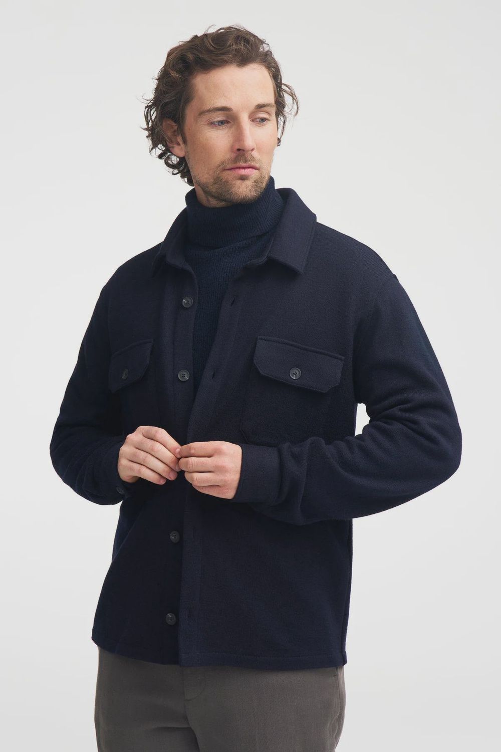 Ivanhoe - Grimstorp, Colour: Navy, Size: S, Style: Button Jacket