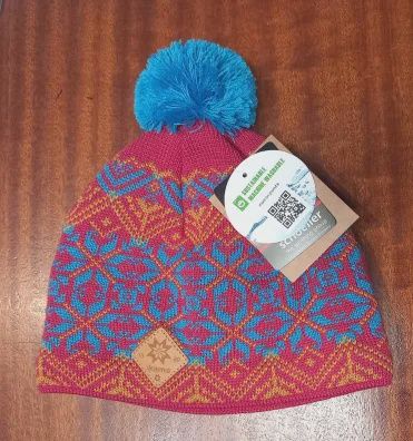 (K65) Merino Beanie Kama, Colour: Pink/Blue Dark Blue, Size: One, Style: Hat