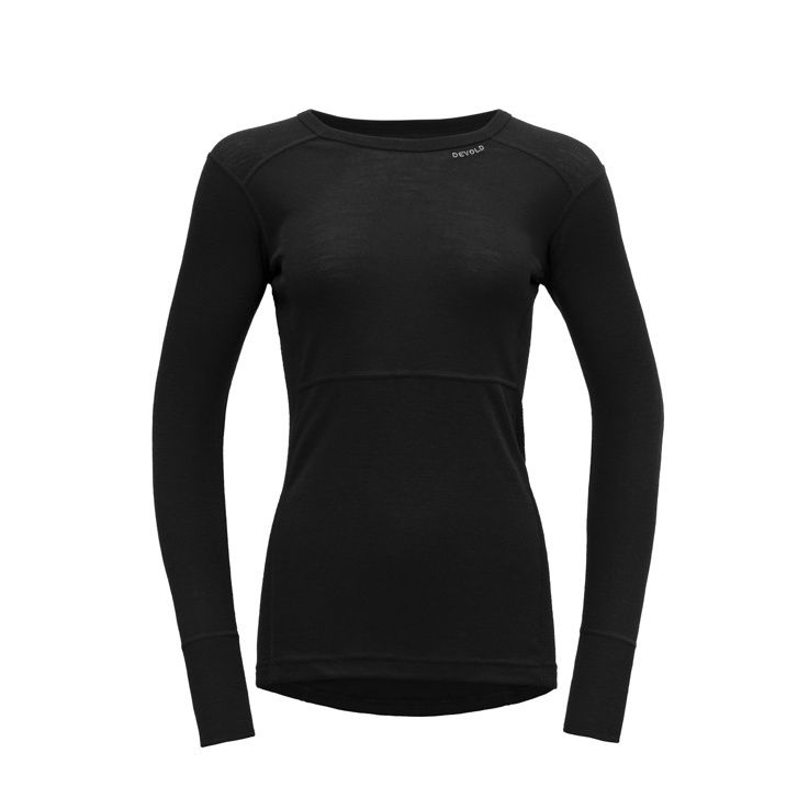 Devold - Lauparen Crew Neck (Ladies) - 190 g/m2, Colour: Black, Size: XS, Style: Base Layer