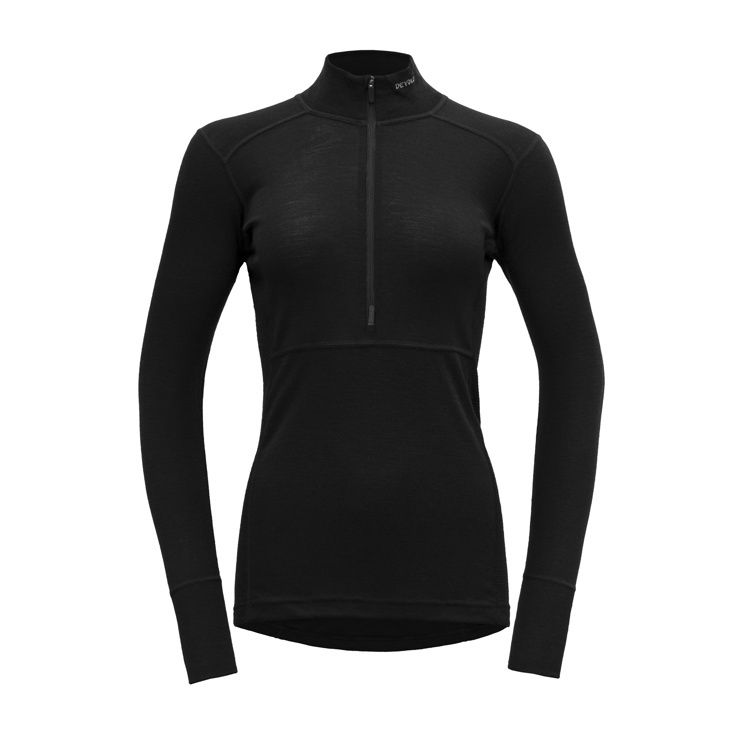 Devold - Lauparen Zip Neck (Ladies) - 190 g/m2, Colour: Black, Size: XS, Style: Base Layer