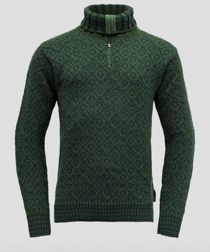 Devold - Svalbard Zip Neck, Colour: Forest/Woods, Size: XS, Style: Half Zip