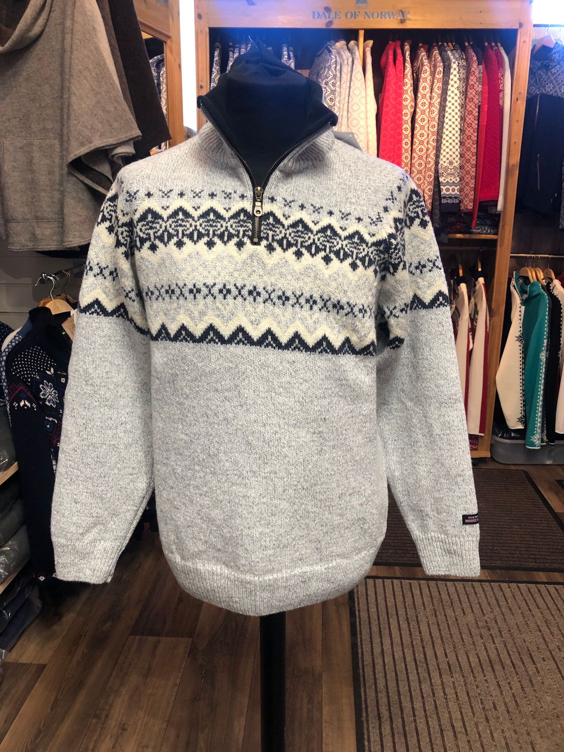 Norwool 181F Half Zip Pattern, Colour: Light Grey (01/470/51), Size: XXS, Style: Half Zip