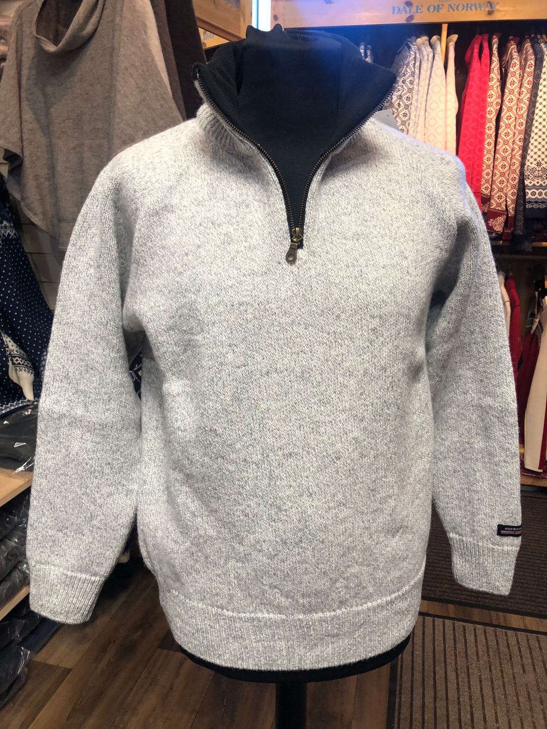 Norwool 181 F Half Zip Plain, Colour: Light Grey (01), Size: XXS, Style: Half Zip