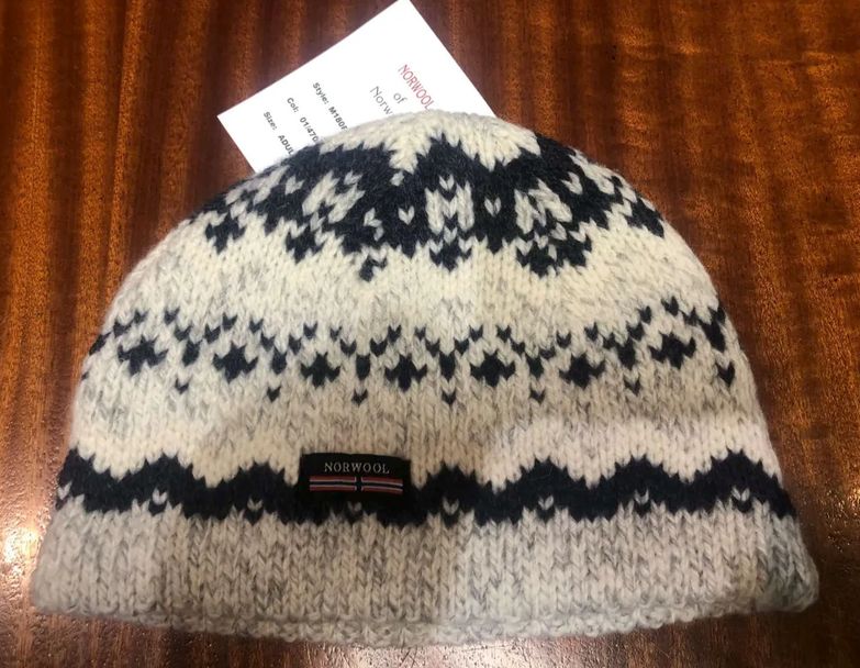 Norwool M180F - Pattern Beanie Fleece band inside, Colour: Natural/Indigo/White (01/470/51), Size: One, Style: Hat