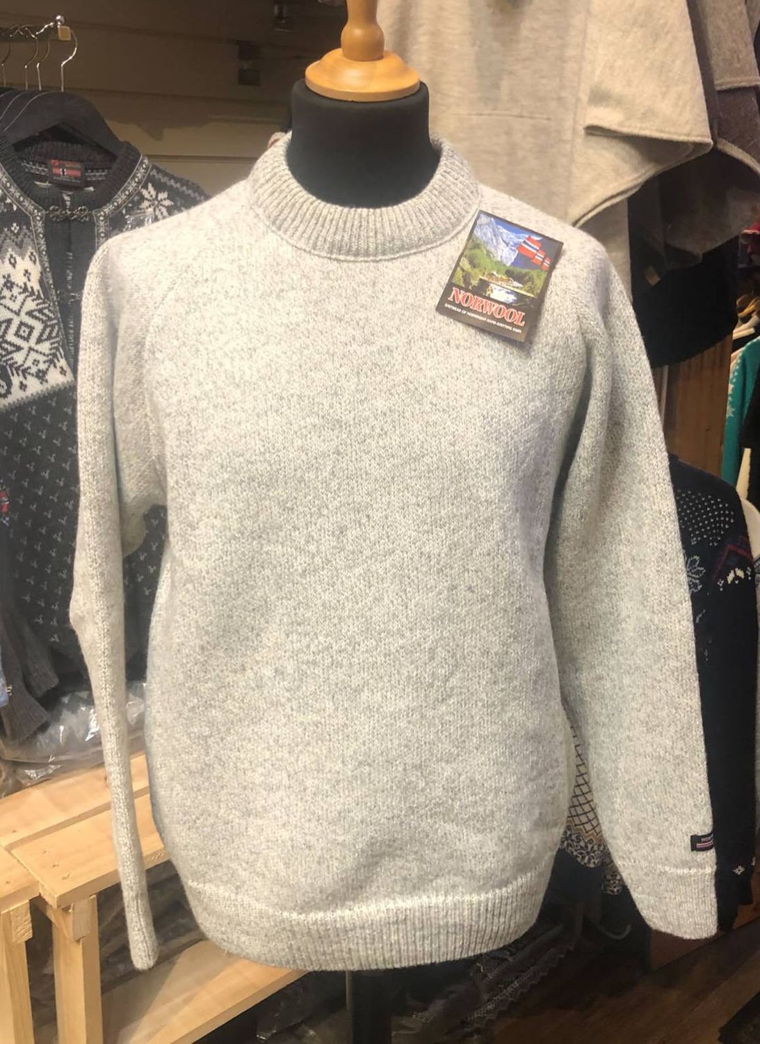 Norwool - 181 Crew Neck Plain, Colour: Light Grey (01), Size: XXS, Style: Crew Neck