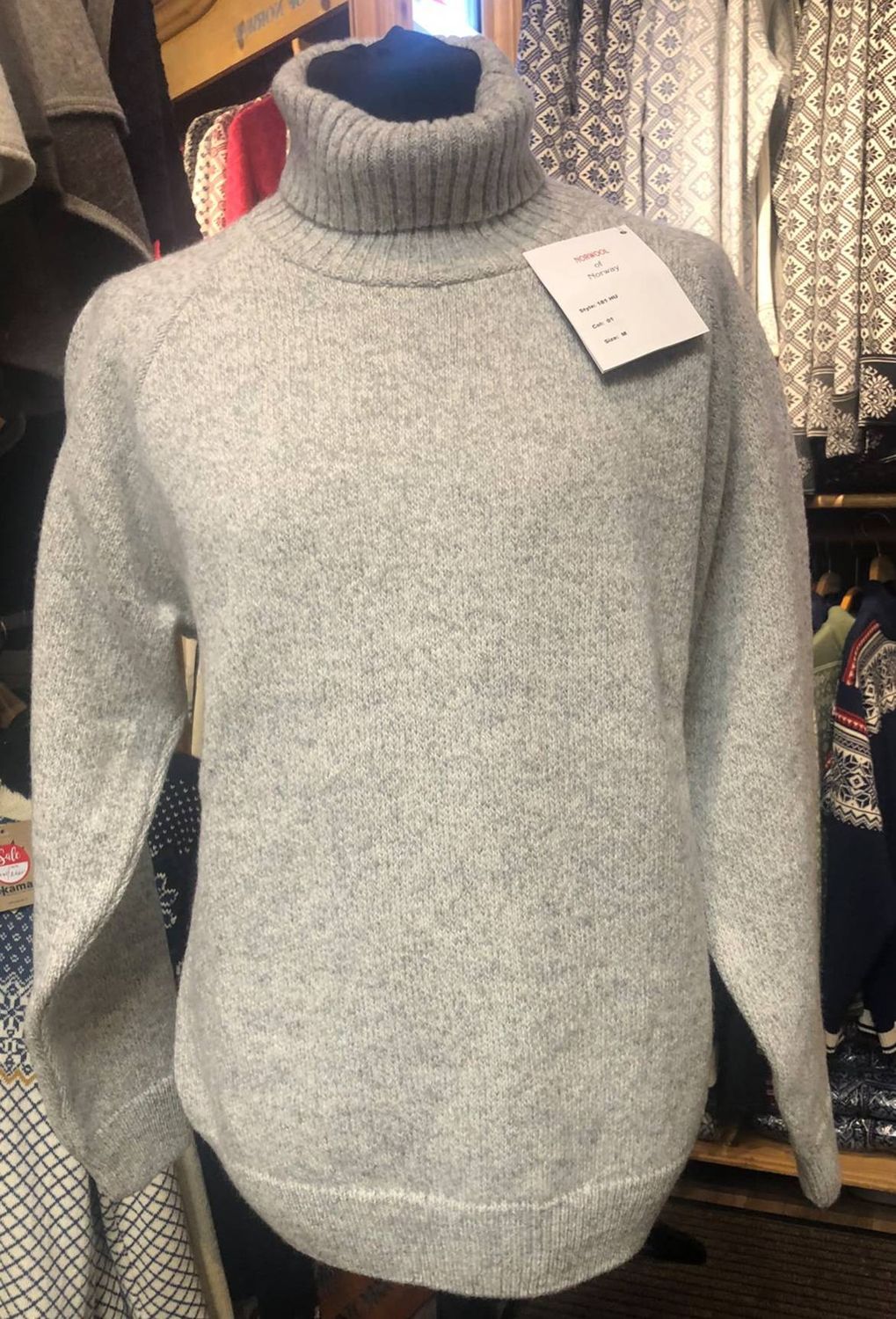 Norwool - 181 High Neck Plain, Colour: Light Grey (01), Size: XXS, Style: Crew Neck