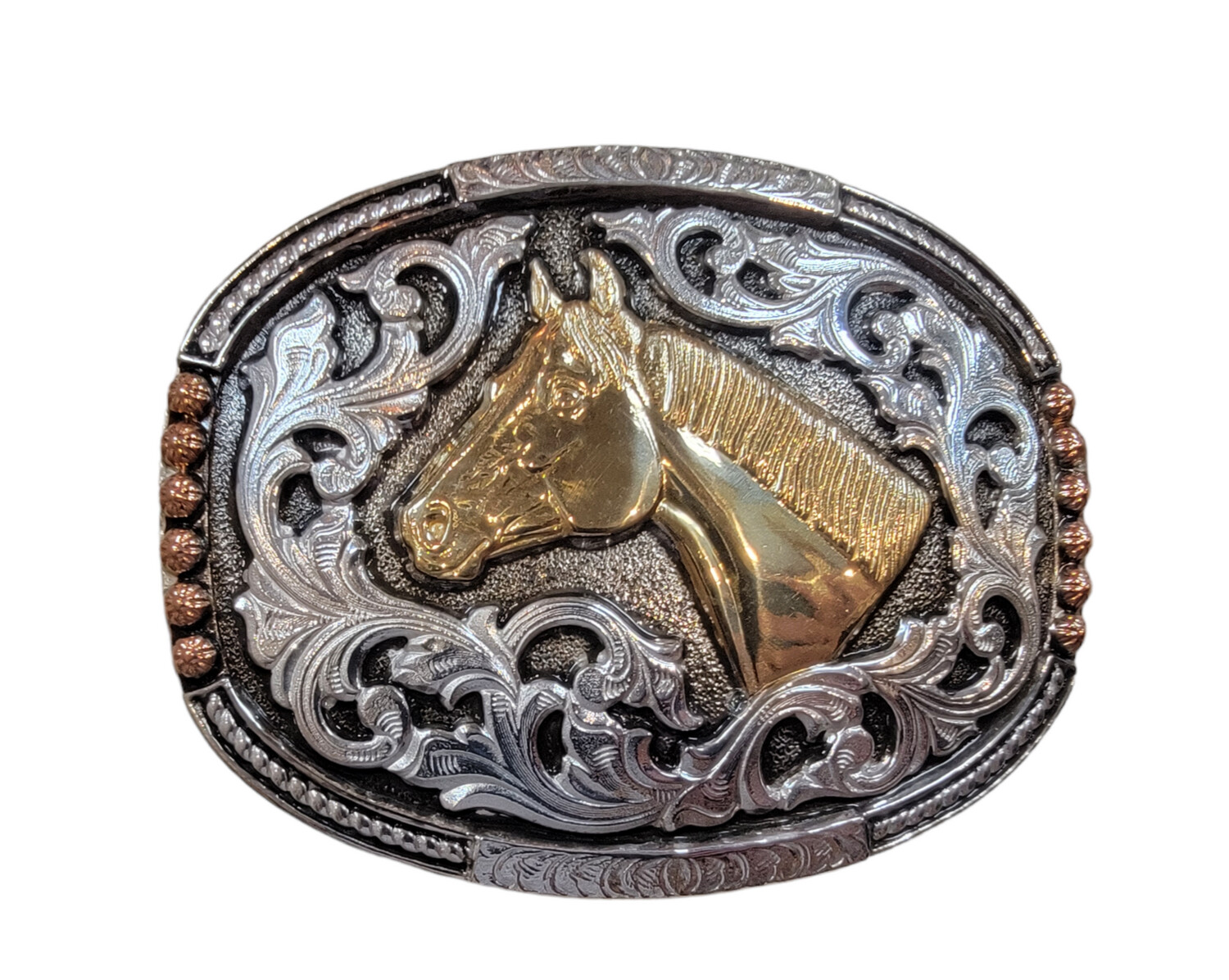C1001707 Horsehead Buckle Sil/Gold/Copper