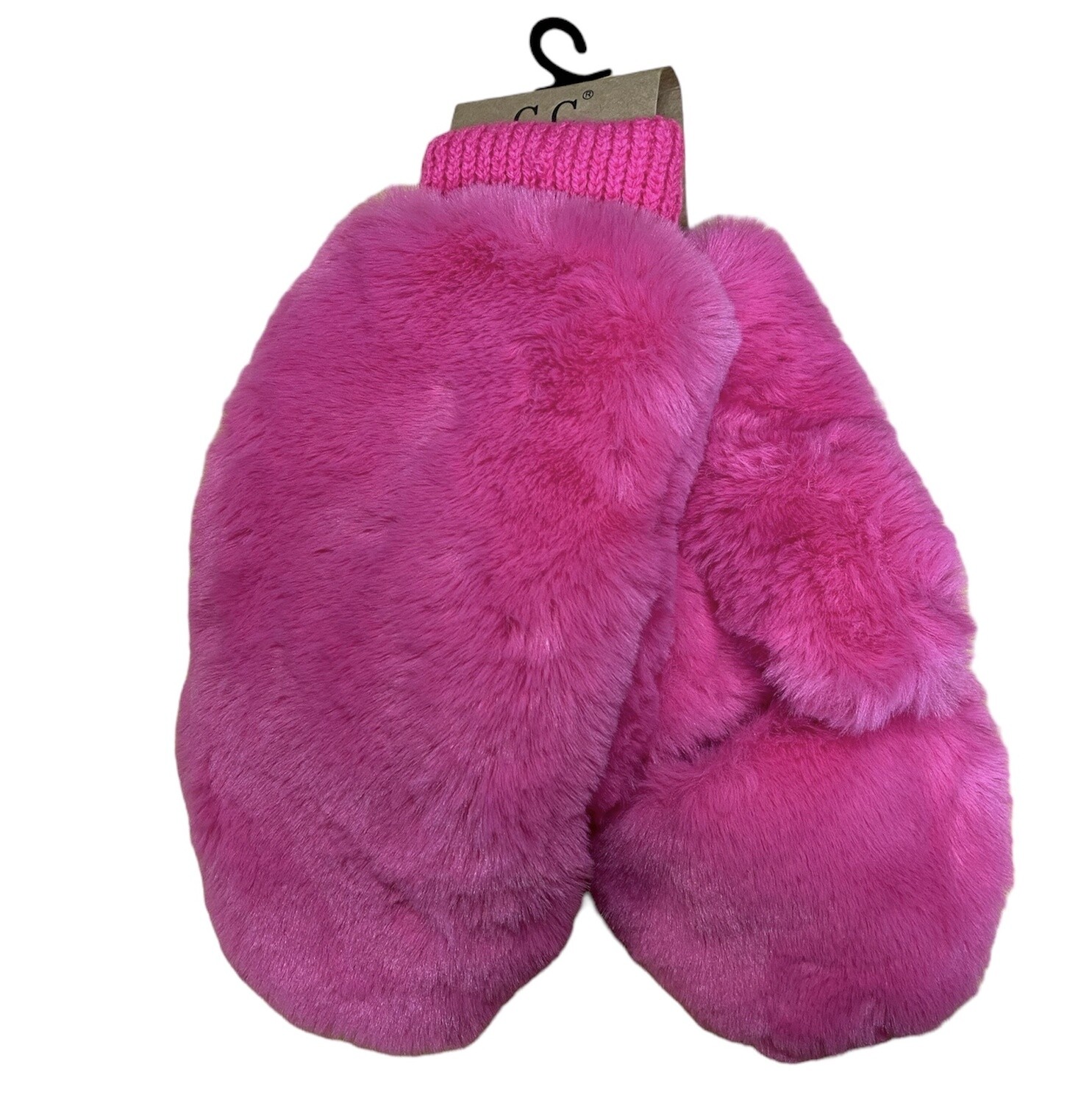 MT-715 Convertible Mittens Faux Fur, Colour: Hot Pink, Size: One Size