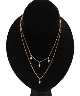 338-238NG Dbl Gold Necklace w/Pearls