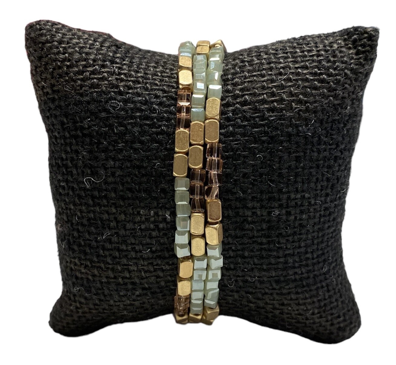 338-227 3 Row Turq/Gold/Pink Bracelets