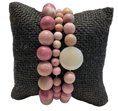 335/131B Pink Stone 3 Row Bracelet