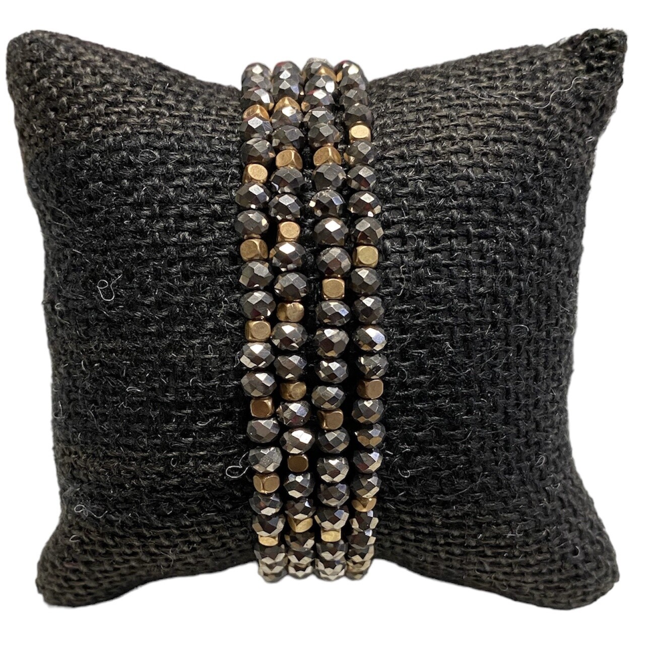 338-237B 4 Bead Bracelet Set, Colour: (BG)Gold/Grey