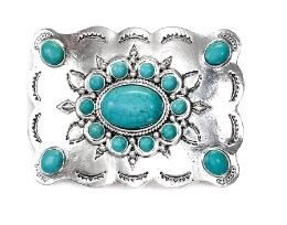 BKL002 Turq/Sil Rectangle Buckl