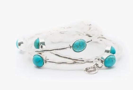 BR251BS 3 Strand Bangle W/Tur